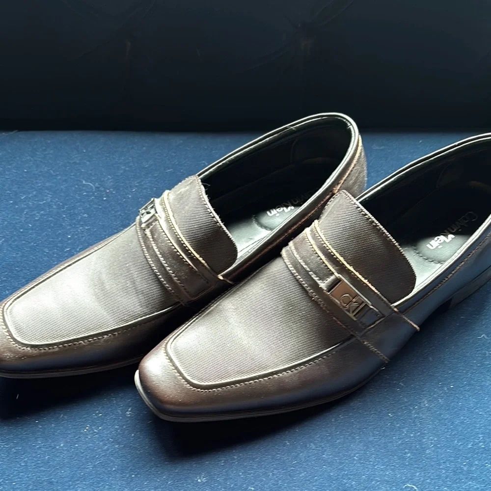 Calvin Klein Brown Leather Slip-On Loafers Men's Size 11 - Picture 7 of 11